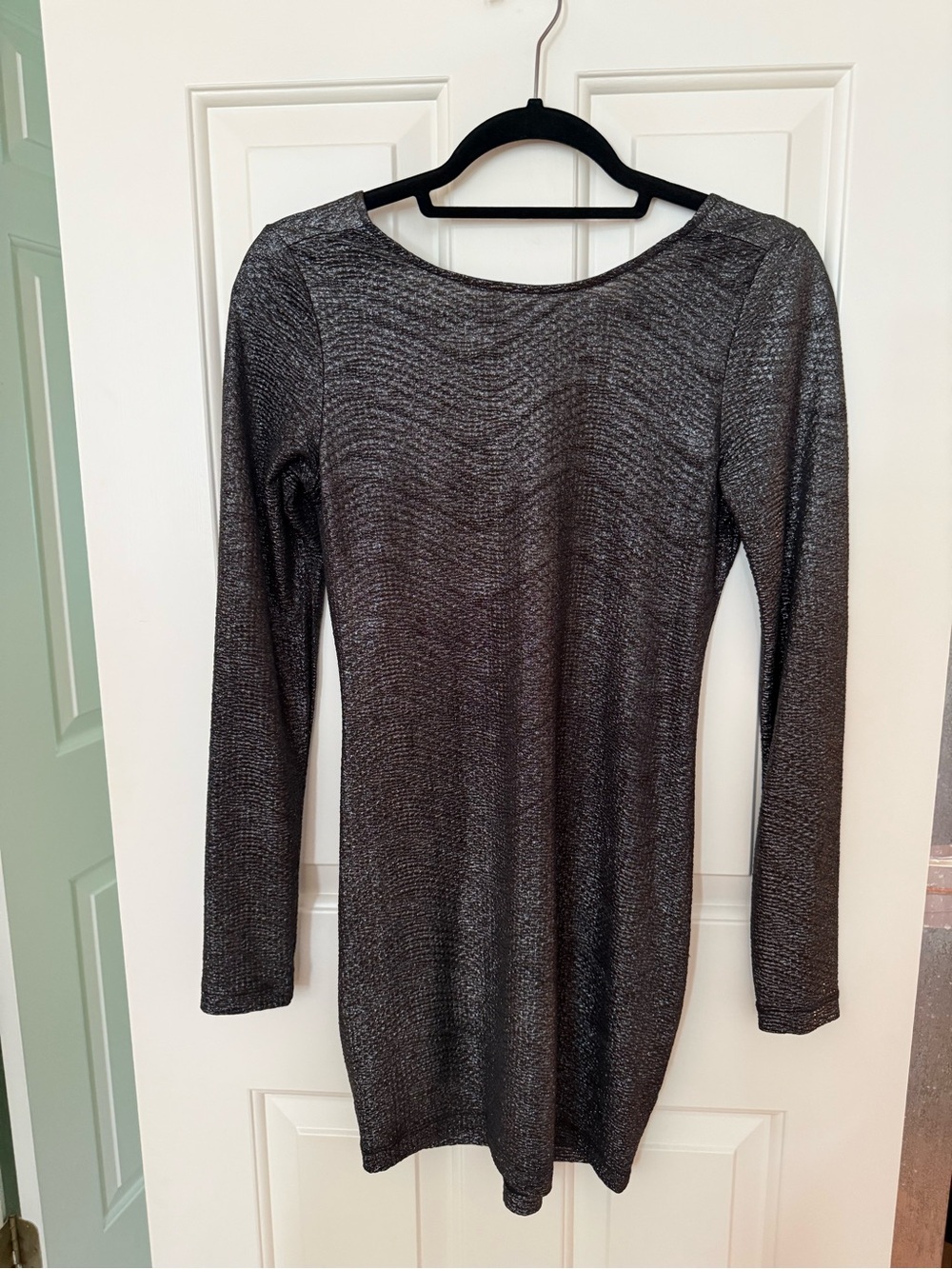 BCBGeneration Shimmery Black Long-Sleeve Bodycon Dress
